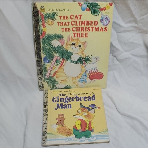 2 Vintage Christmas Little Golden Books Gingerbread Man And Cat 🌎5/$10🌏 - Picture 1 of 5